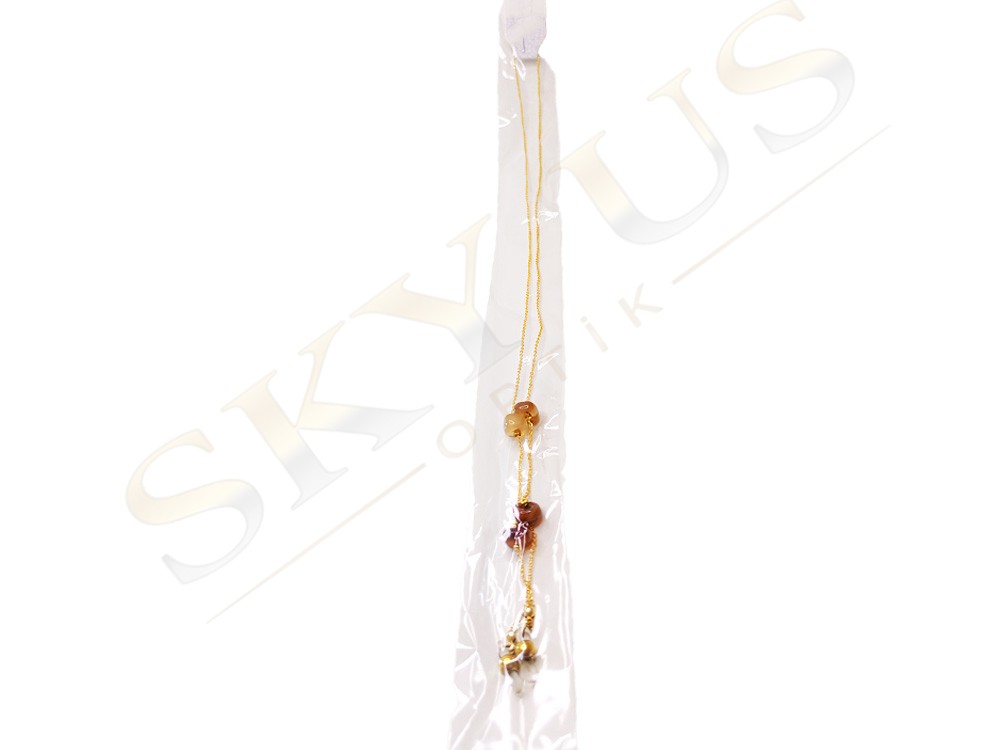 Altın Sarısı Kahverengi Taşlı Gözlük Zinciri