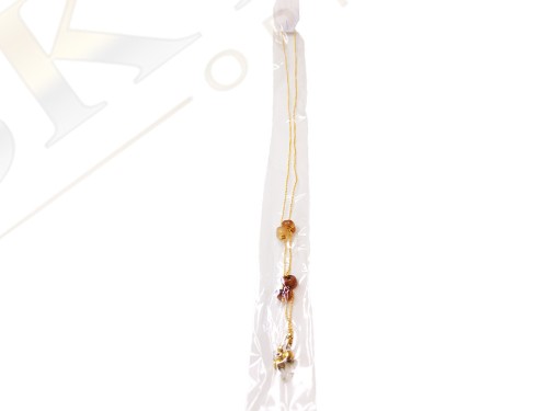 Amber Glow Altın Sarısı Kahve Taşlı Lüks Zincir Gözlük İpi