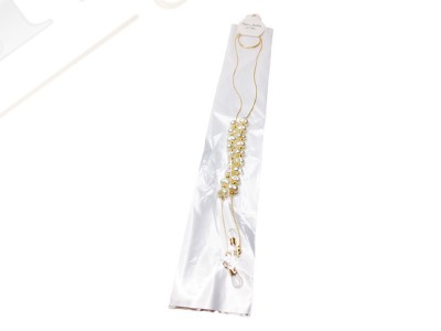 Royal Pearl Altın Sarısı Sıralı İncili Lüks Zincir Gözlük İpi