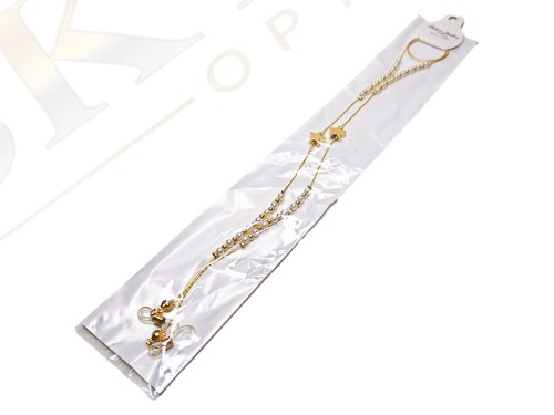 Starlight Dreams Altın Sarısı Yıldızlı İncili Zincir Gözlük İpi