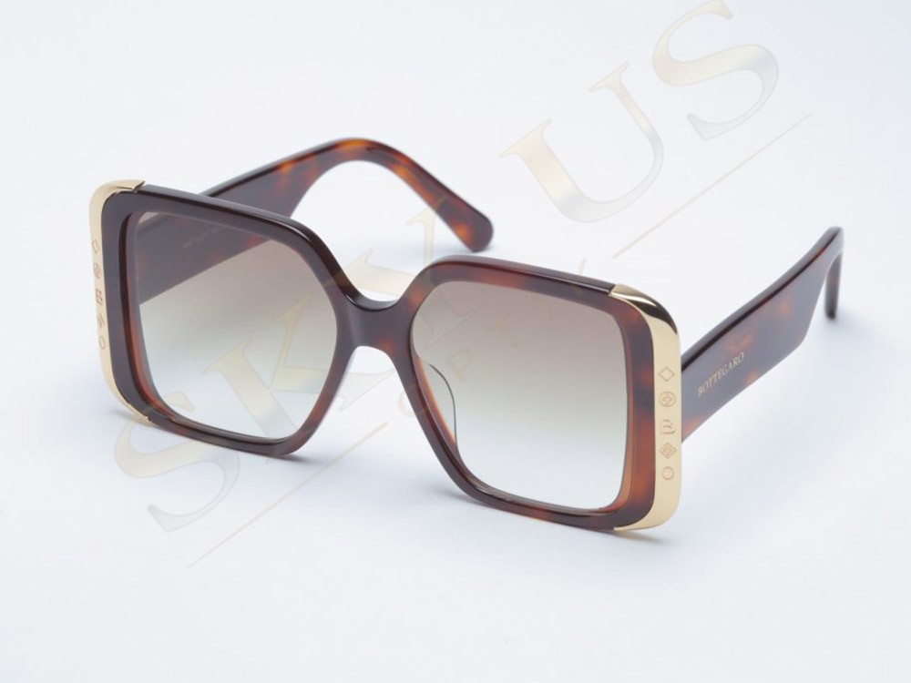 Bottegaro Paris B297 C5 Havana Kadın Oversize Kare Altın Sembollü Gözlük