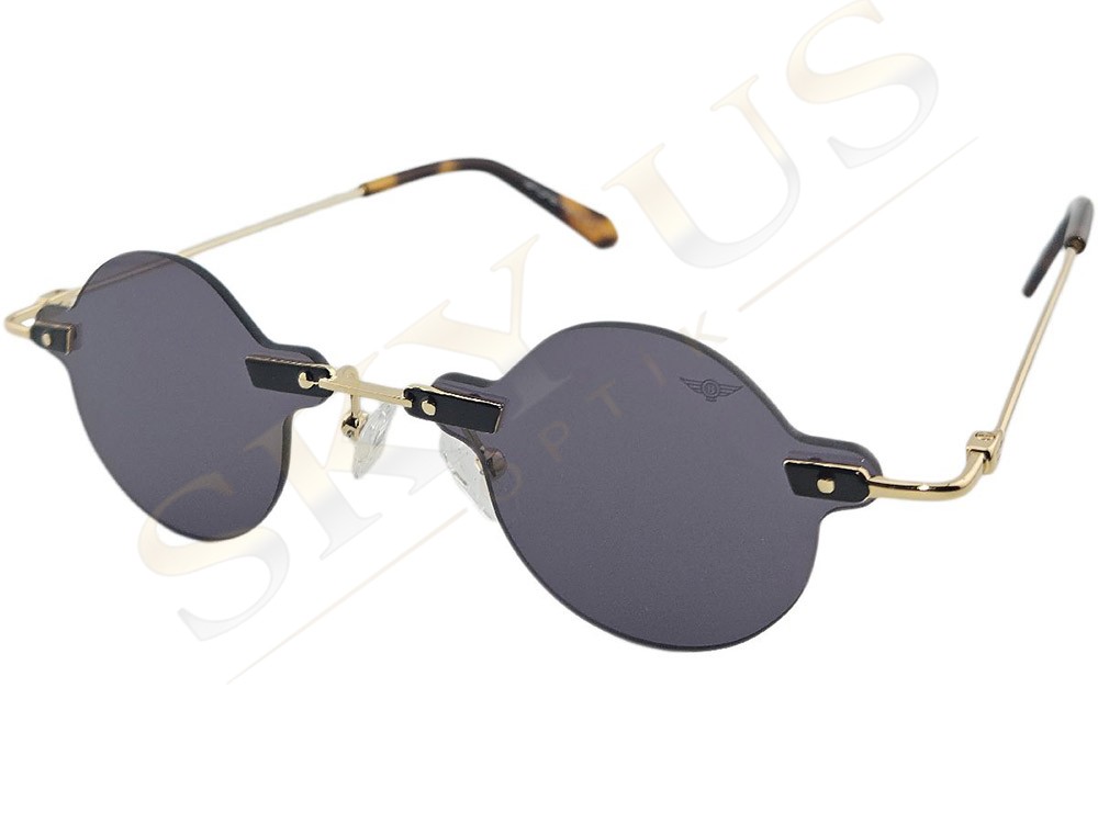 Bruno Mazzini BM23520 C4 Altın Havana Rimless Polarize Yuvarlak Gözlük