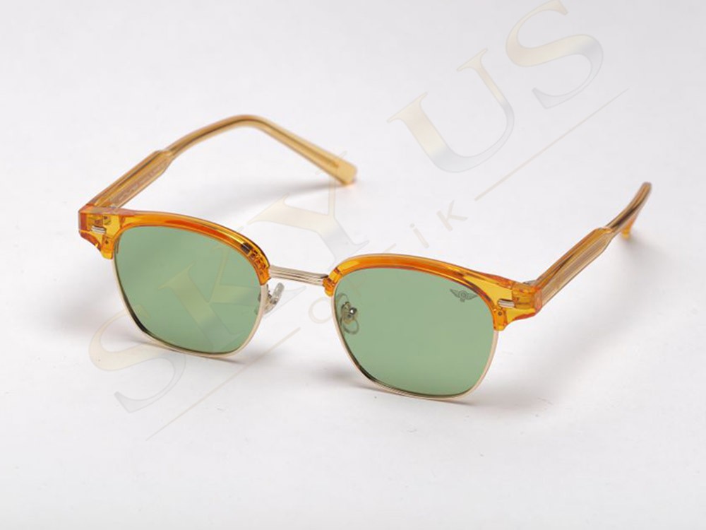 Bruno Mazzini BMG1230 C15 Kristal Turuncu Clubmaster Yeşil Camlı Gözlük