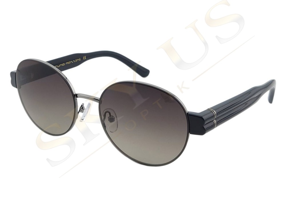 Bruno Mazzini BMG2403 C2 Gümüş Metal Siyah Saplı Oval Gözlük