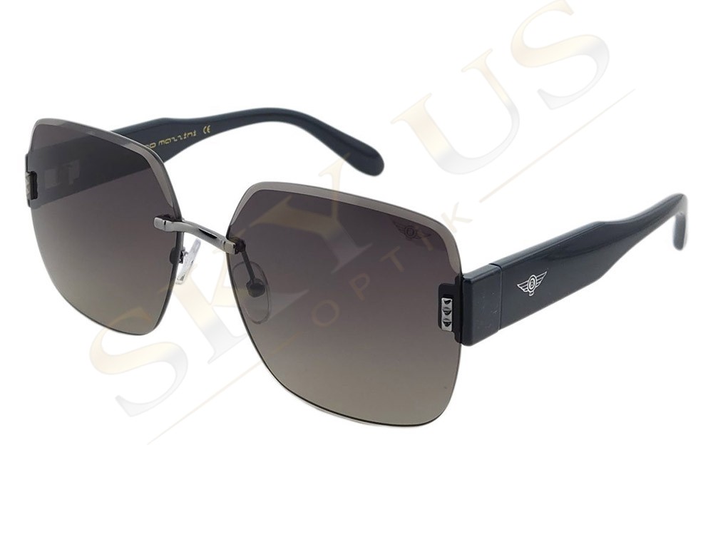 Bruno Mazzini BMG2408 C2 Siyah Kemik Saplı Gunmetal Yeşil Camlı Gözlük