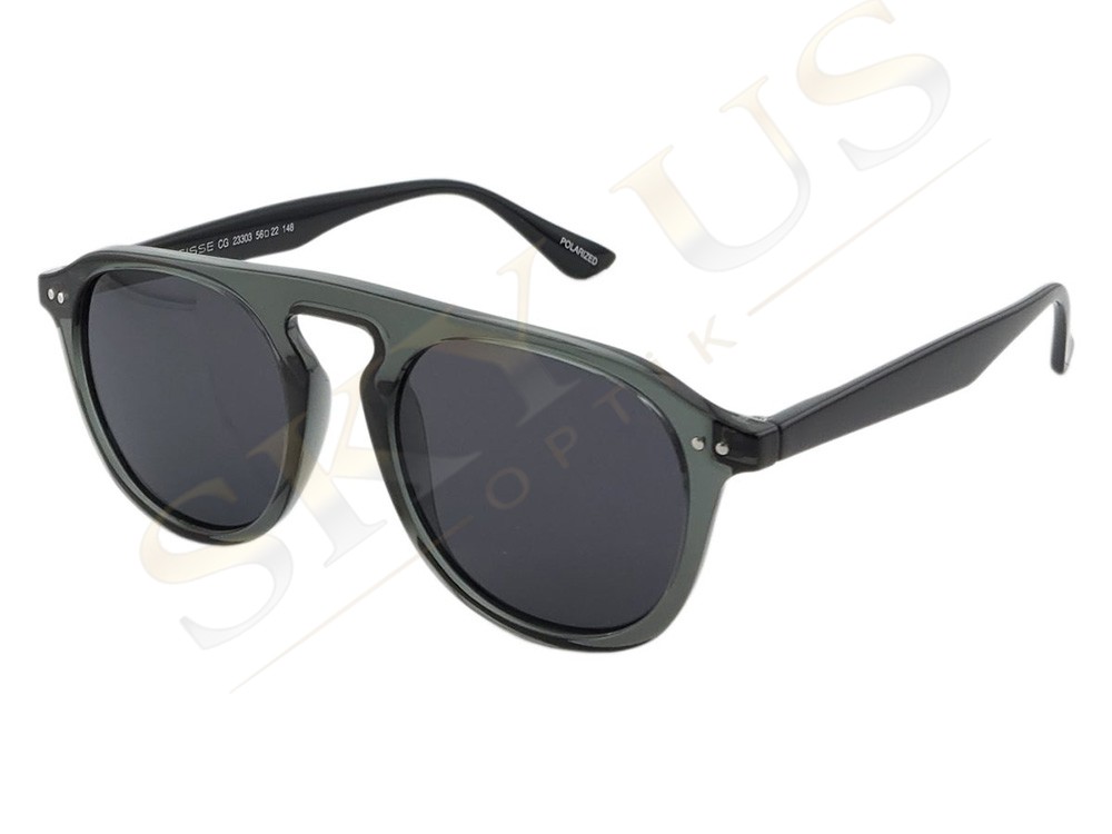 CISSE 23303 C94 Şeffaf Haki Asetat Çerçeve Polarize Gözlük