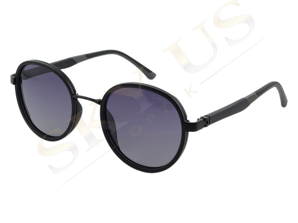 CISSE 8231 C1 Siyah Yuvarlak Mineral Camlı Unisex Gözlük