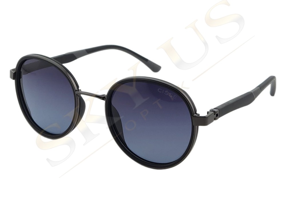 CISSE 8231 C2 Gunmetal Çerçeve Mavi Gri Degrade Mineral Camlı Gözlük