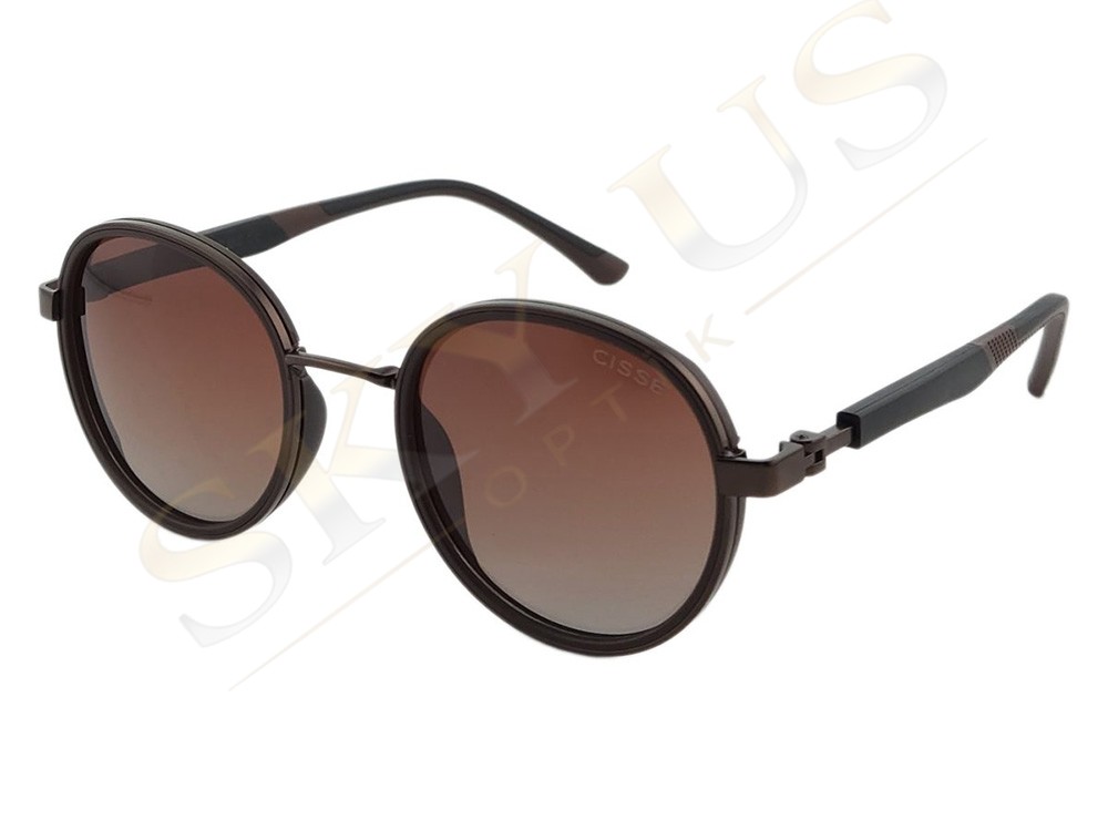 CISSE 8231 C3 Kahverengi Metal Çerçeve Mineral Camlı Gözlük