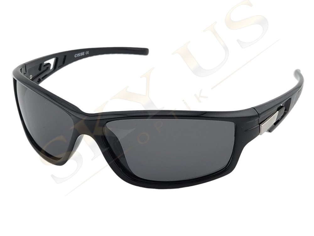 CISSE CG25001 C1 Parlak Siyah Çerçeve Koyu Camlı Spor Gözlük
