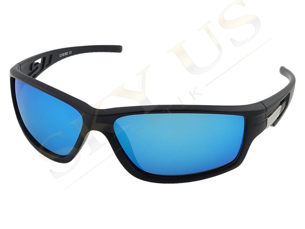 CISSE CG25001 C3 Mat Siyah Çerçeve Mavi Aynalı Spor Gözlük