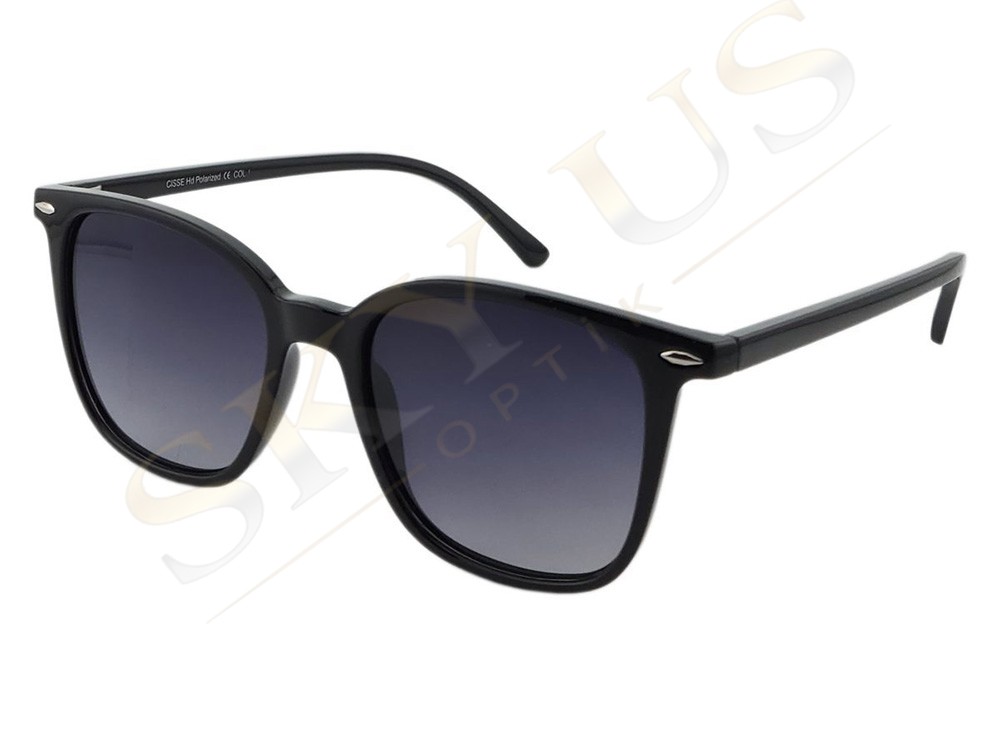 ISSE CG2505 C1 Parlak Siyah Asetat Çerçeve Kare Gözlük