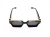 Escales ES 097CS Black Acetate Frame Double Gold Brow Rail Dark Lens Escales ES 097CS Siyah Asetat Çift Katmanlı Altın Şeritli Güneş Gözlüğü