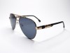 Escales ES 183 Gold Metal Aviator Frame Black Acetate Temple Fabric Strip Grey Lens Escales ES 183 Altın Sarısı Metal Pilot Çerçeve Sapı Renkli Kumaş İşlemeli Güneş Gözlüğü