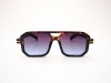Escales Piu 27 Havana Tortoise Frame Gold Arrow Accent Blue Gradient Lens Escales Piu 27 Havana Asetat Çerçeve Sapı Altın Metal Mızrak Detaylı Güneş Gözlüğü