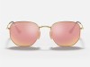 Ray-Ban RB3548N Hexagonal Gold Pink Copper Mirror Flat Lens Sunglasses Ray-Ban RB3548N 001/Z2 Hexagonal Flat Lenses Pembe Aynalı Altın Metal Gözlük