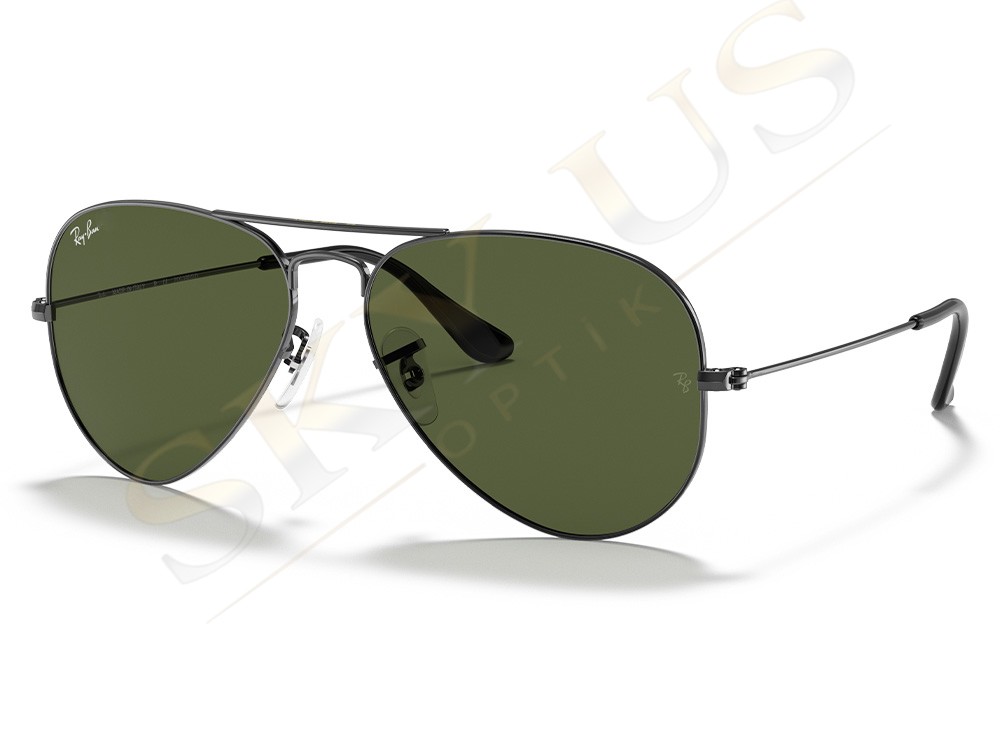 Ray-Ban RB3025 W0879 Aviator Gunmetal Çerçeveli Yeşil Cam Gözlük