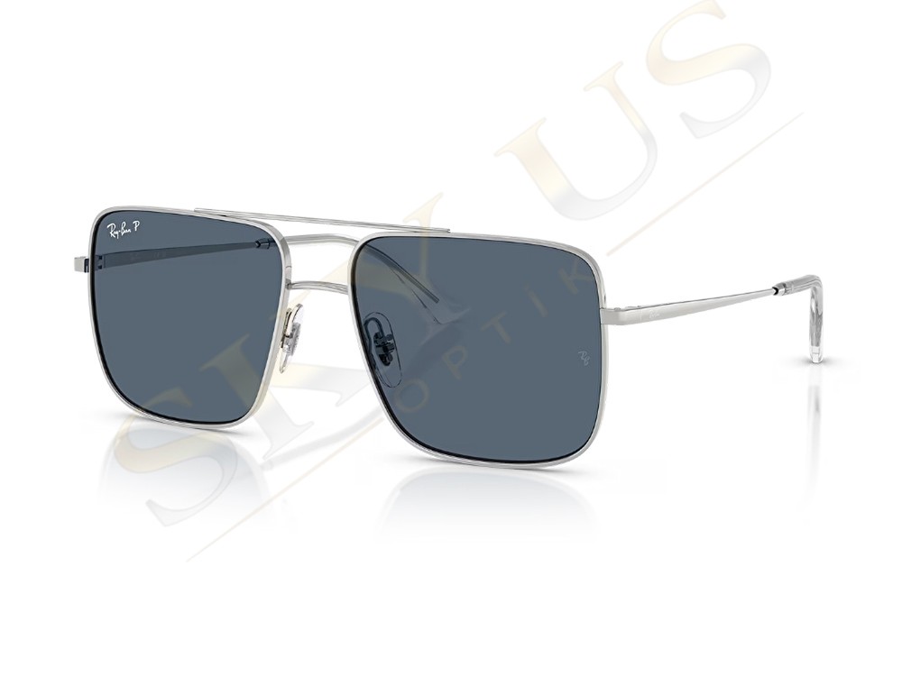 Ray-Ban RB3758 003/2V Ari Gümüş Metal Köşeli Polarize Gözlük