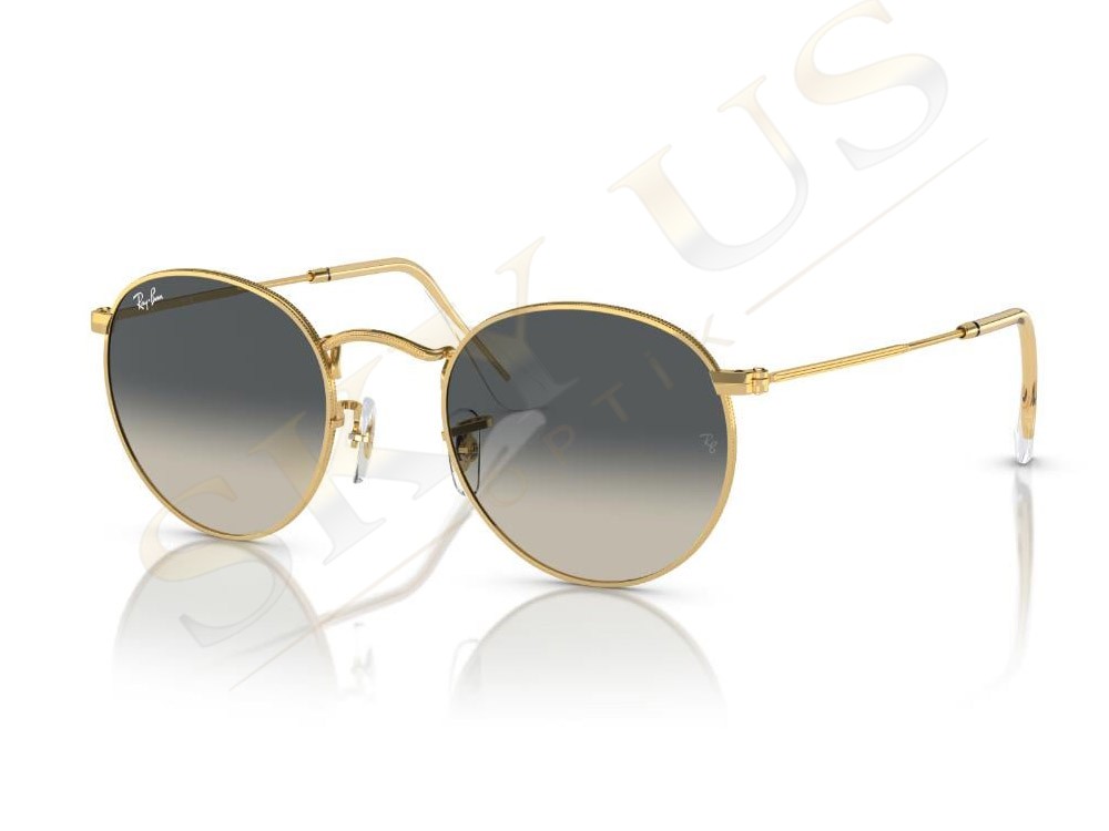 Ray-Ban RB3447 001/3F Round Metal Altın Sarısı Çerçeve Mavi Degrade Güneş Gözlüğü