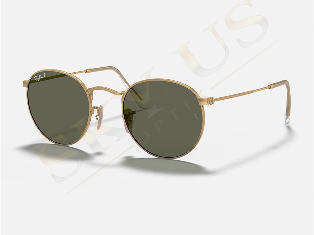 Ray-Ban RB3447 112/58 Round Metal Yeşil Polarize Mat Altın Gözlük