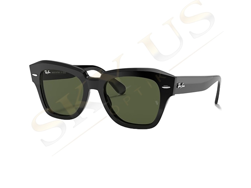 Ray-Ban RB2186 901/31 State Street Parlak Siyah Asetat Güneş Gözlüğü